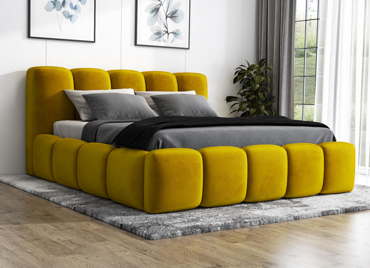 POLSTERBETT SONIC mit Matratze H2 160x200 Goldfarben - Goldfarben, Textil (160/200cm) - A&J MöbelLand