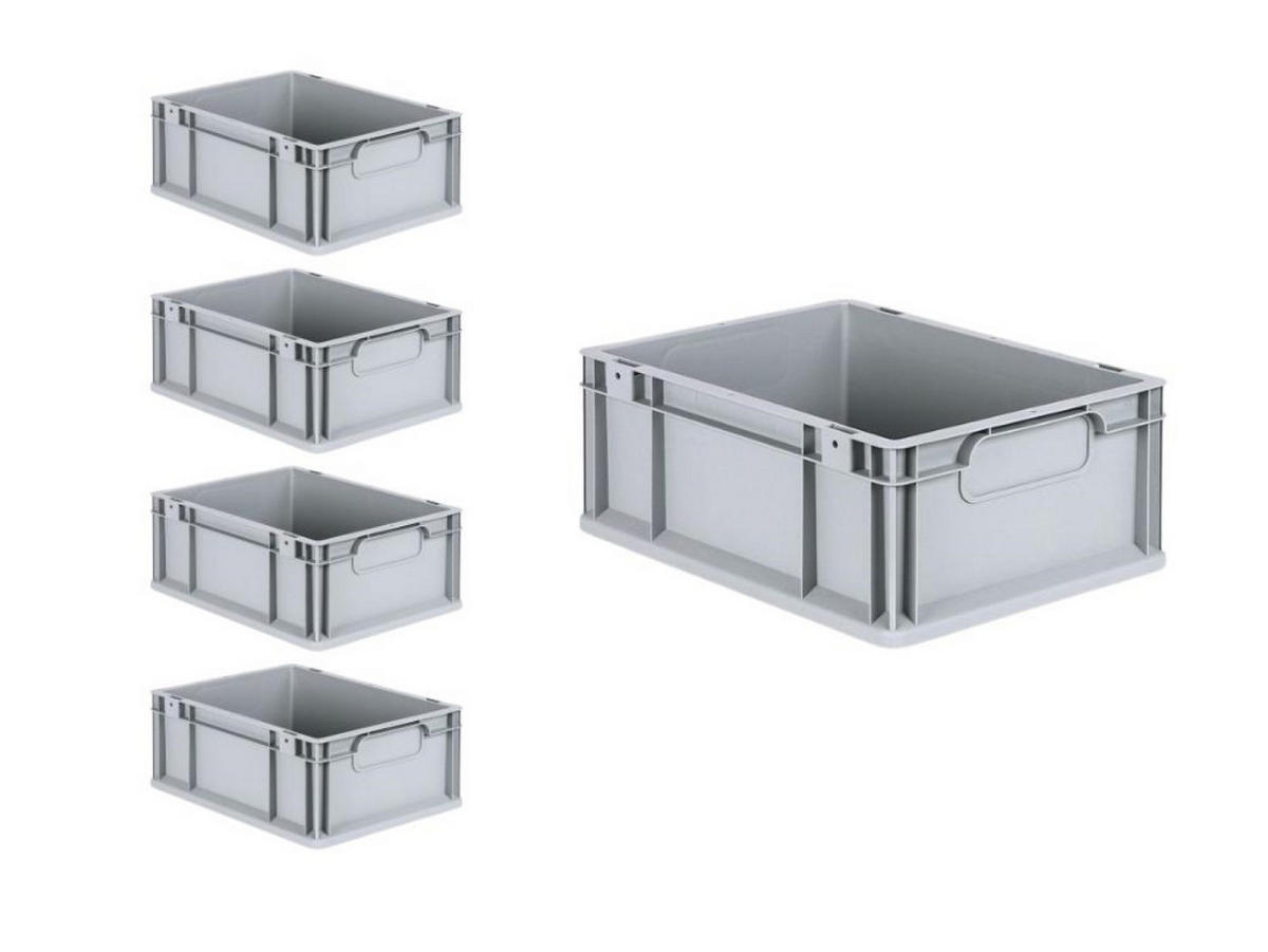 EUROBOX 5x Nextgen Economy Griffe Geschlossen 17x30x40cm 16 Liter - Grau, Kunststoff (30/17/40cm) - PROREGAL