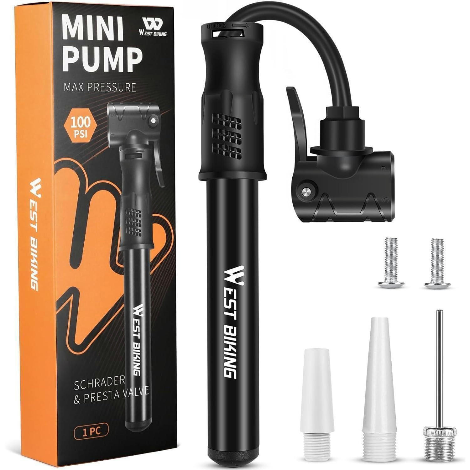FAHRRADPUMPE Mini Aluminium für alle Ventile Schwarz - Schwarz, Metall (4.3/22.5/22.5cm)
