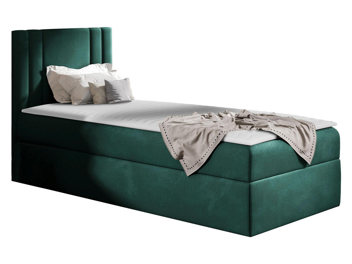 BOXBETT Carmen Mini, Seite zum Öffnen des Bettkastens: Links - Türkis, Holz (80/200cm) - MIRJAN24
