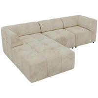 ECKSOFA VORITA L 3M - Beige Velvet - Links Seite - Beige/Schwarz, Kunststoff/Textil (267/176cm) - MKS