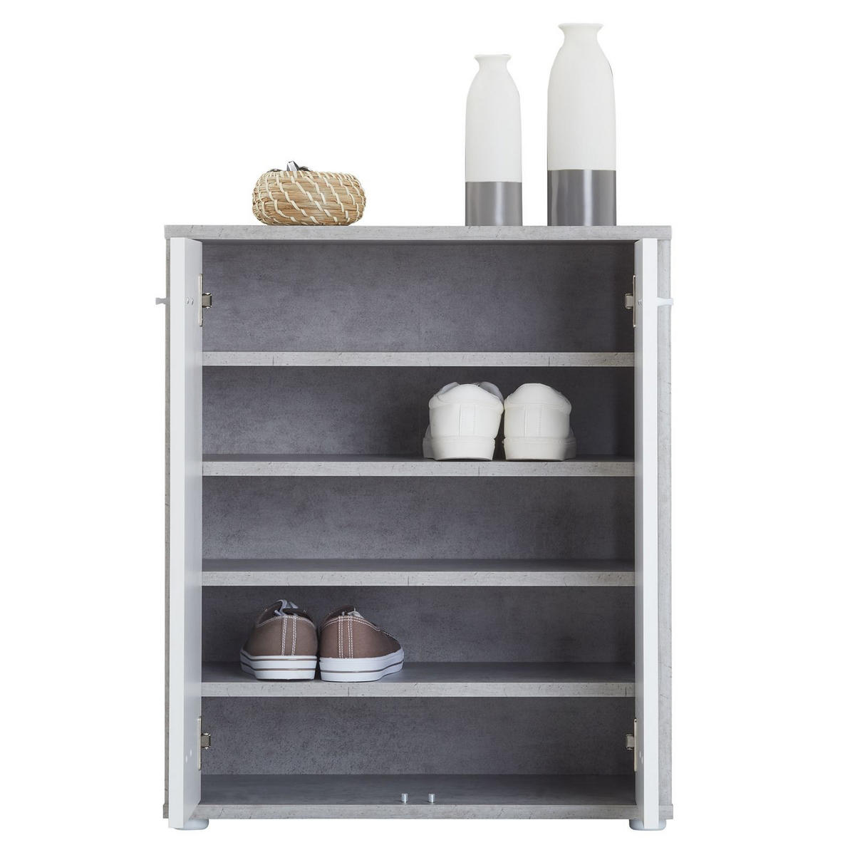 SCHUHSCHRANK LENNIS - Weiß/Grau, Holzwerkstoff (60/70/35cm) - CARO-Möbel