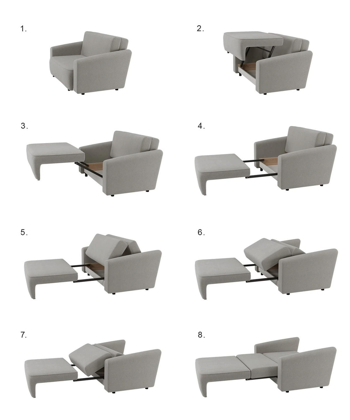 SCHLAFSOFA Paxi 165 cm - Ecru/Schwarz, Holz/Metall (165/84/106cm) - Selsey