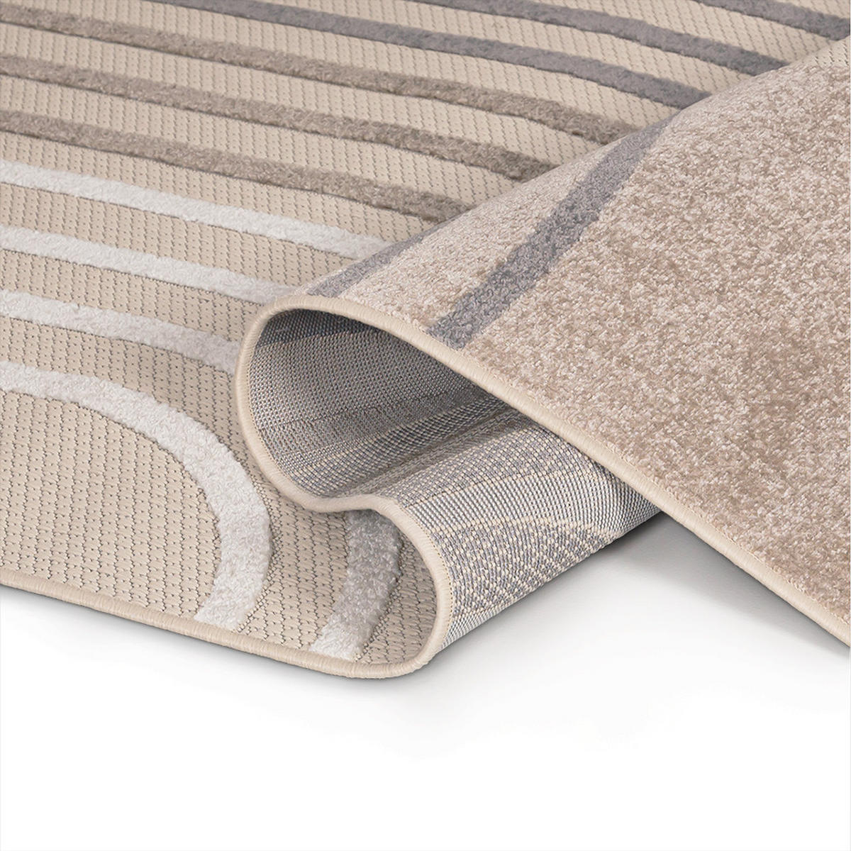 TEPPICH In-& Outdoor Fano Vento Mazovia 120x170cm Braun Creme Geometrisch Kurzflor - Braun, Textil (120/170cm) - Mazovia