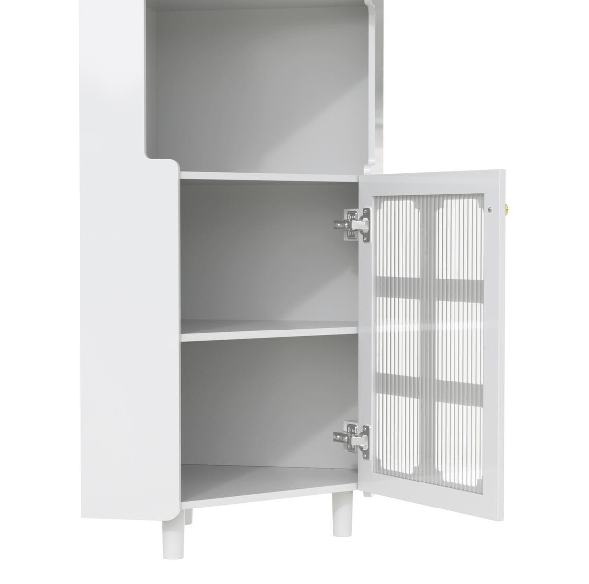 HOCHSCHRANK 63,5/63,5/157,5 cm aus MDF mit App-gesteuerter LED-Beleuchtung Weiß - Weiß, Holzwerkstoff (63.5/157.5/17cm) - Modenvie