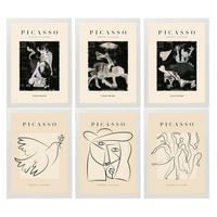 POSTER Set Mit 6 Illustrationen Von Pablo Picasso Schwarz Weiss A3 Weißer Rahmen - Weiß, Papier (29/3cm) - Nacnic