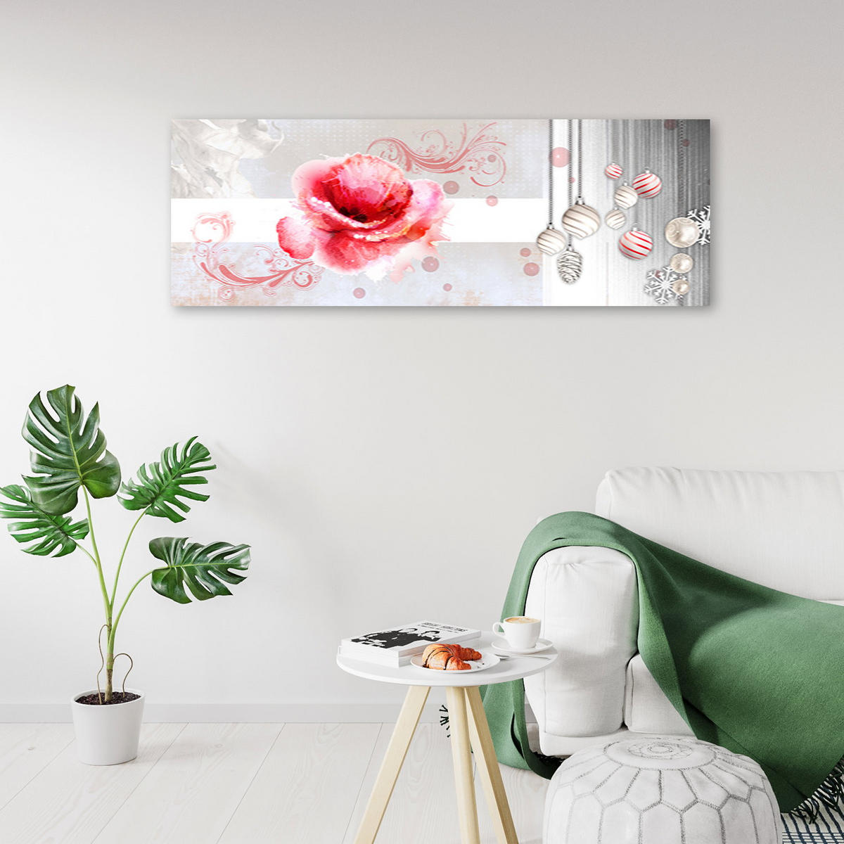 KUNSTDRUCK Silber 150/50 cm - Silberfarben, Textil (150/50cm) - KUNSTLOFT