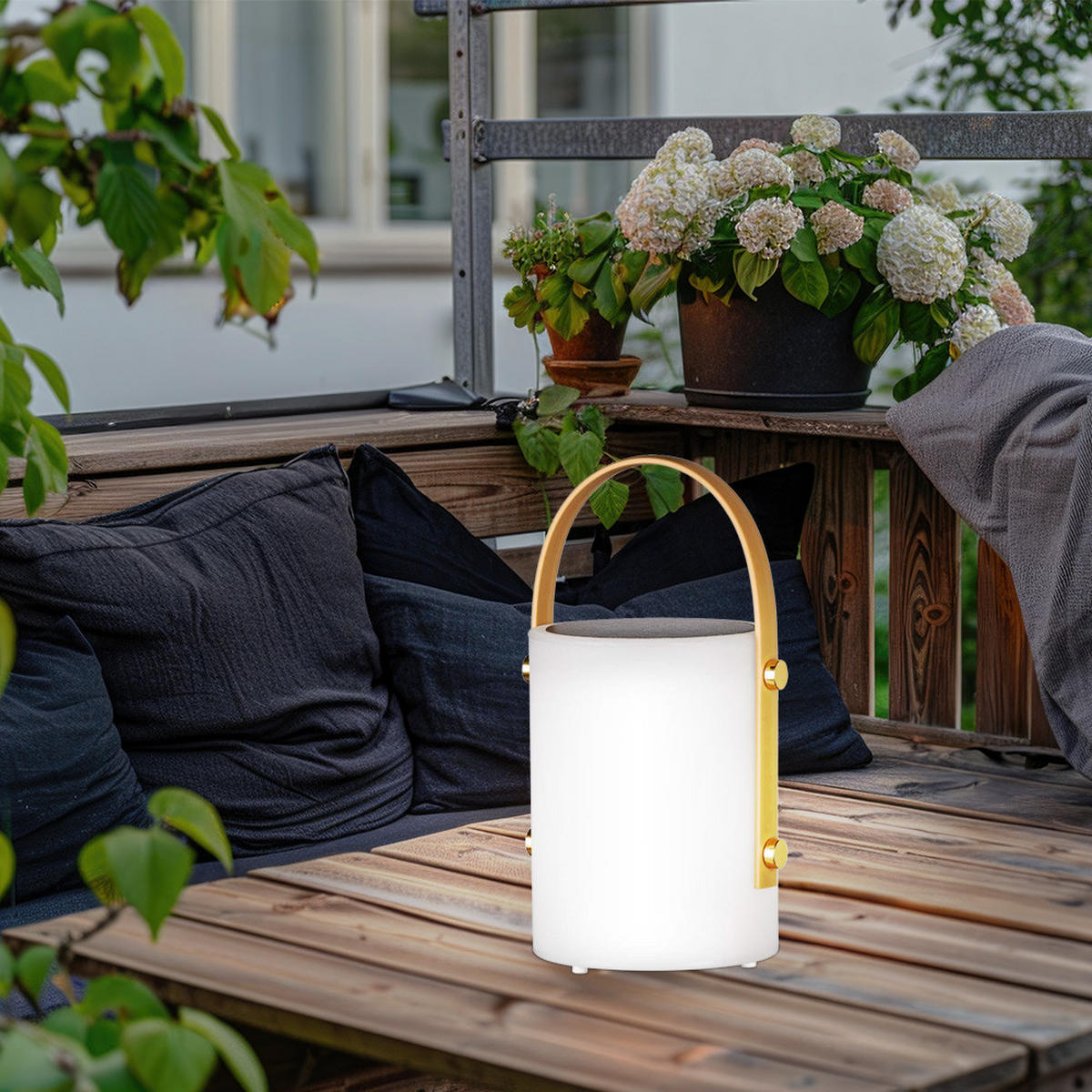 LED SOLAR TISCHLEUCHTE Weiß Außen - Weiß, Kunststoff (11.5/11.5/24cm)