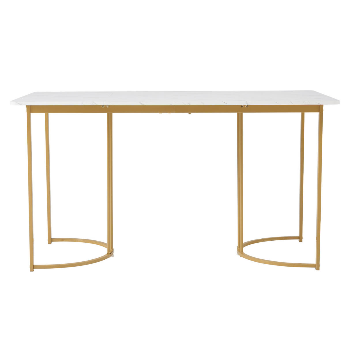 ESSTISCH 140x80x75 cm aus MDF mit Marmormuster auf geometrischem Metallgestell - Weiß, Holzwerkstoff (140/80/75cm) - Modfu