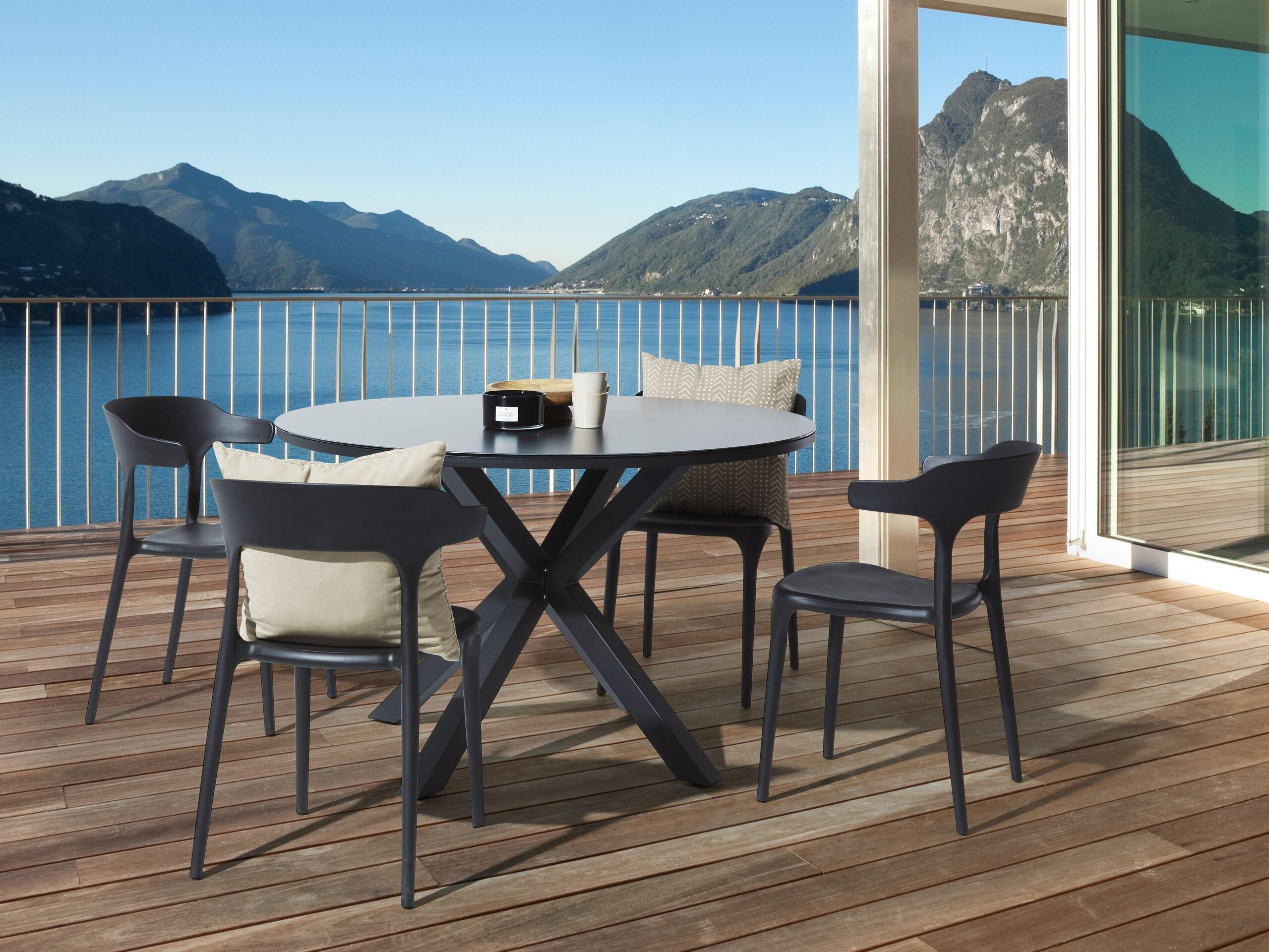 GARTENSTÜHLE 4er-Set Kunststoff schwarz Gubbio - Schwarz, Kunststoff (50/76/49cm) - Beliani