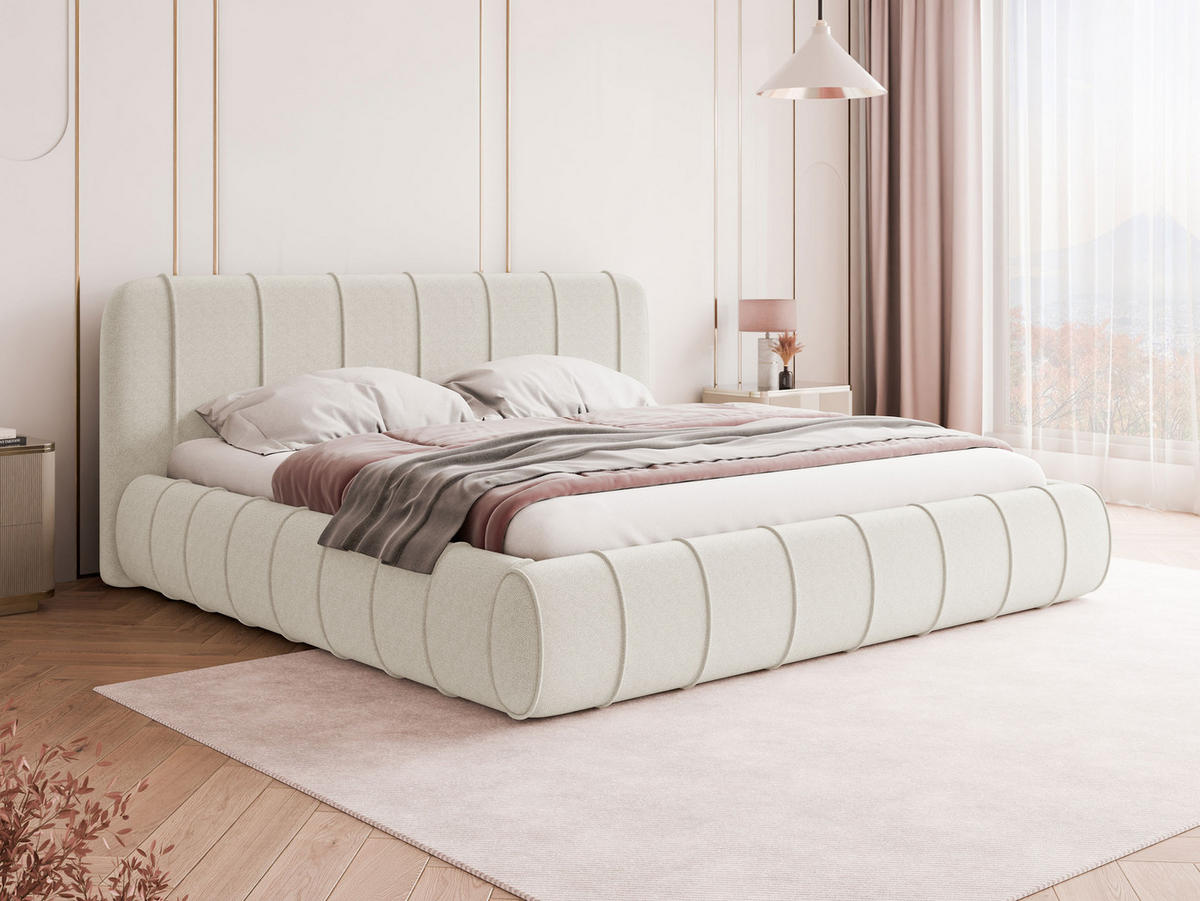 POLSTERBETT Slim XI - Creme, Holz/Holzwerkstoff (140/200cm) - MIRJAN24
