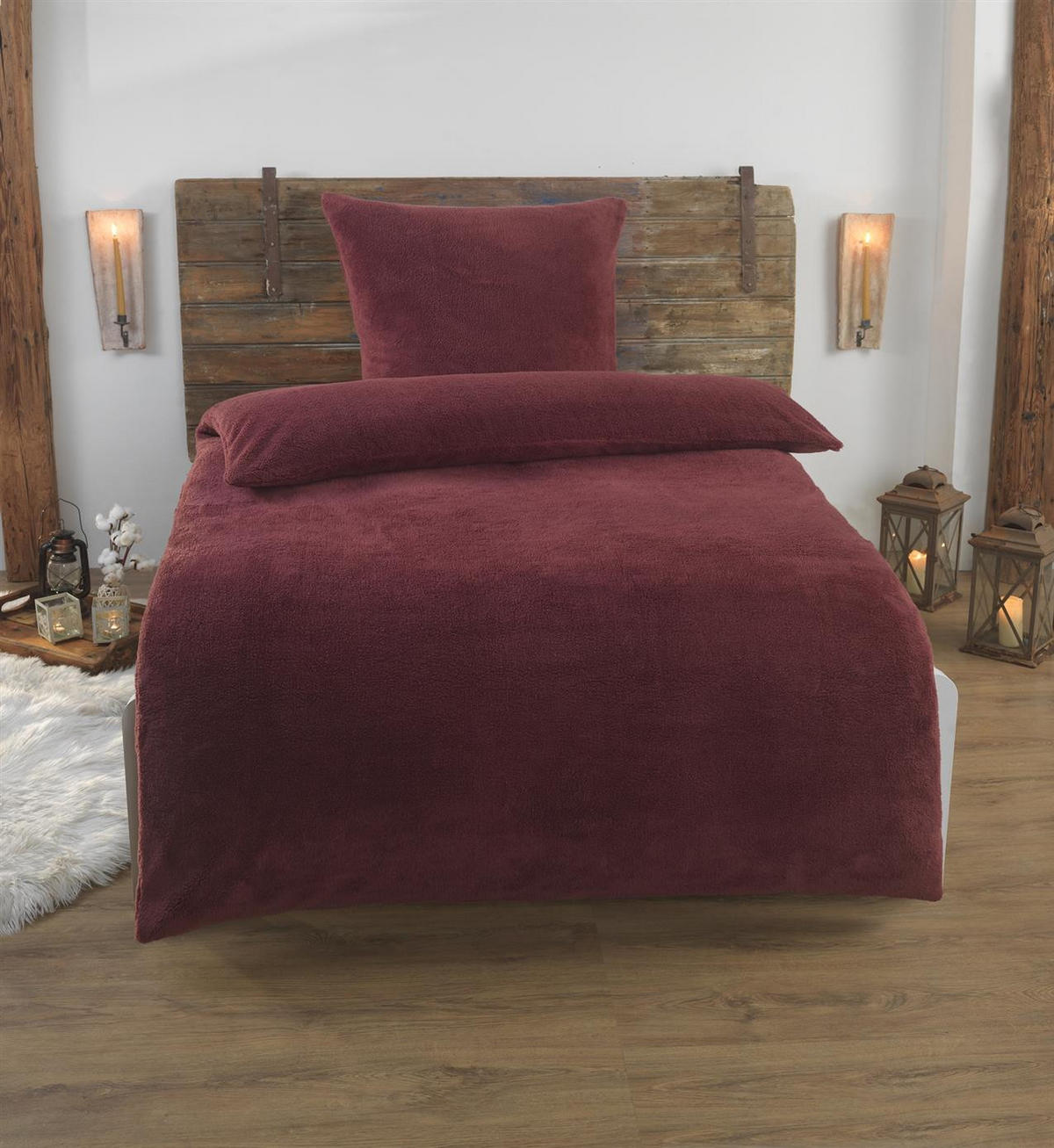 WINTER-BETTWÄSCHE 135x200 Teddy Fleece Warmer Plüsch Bettbezug Kuschelig - Rot - Bordeaux, Textil (135/200cm) - Carpe Sonno