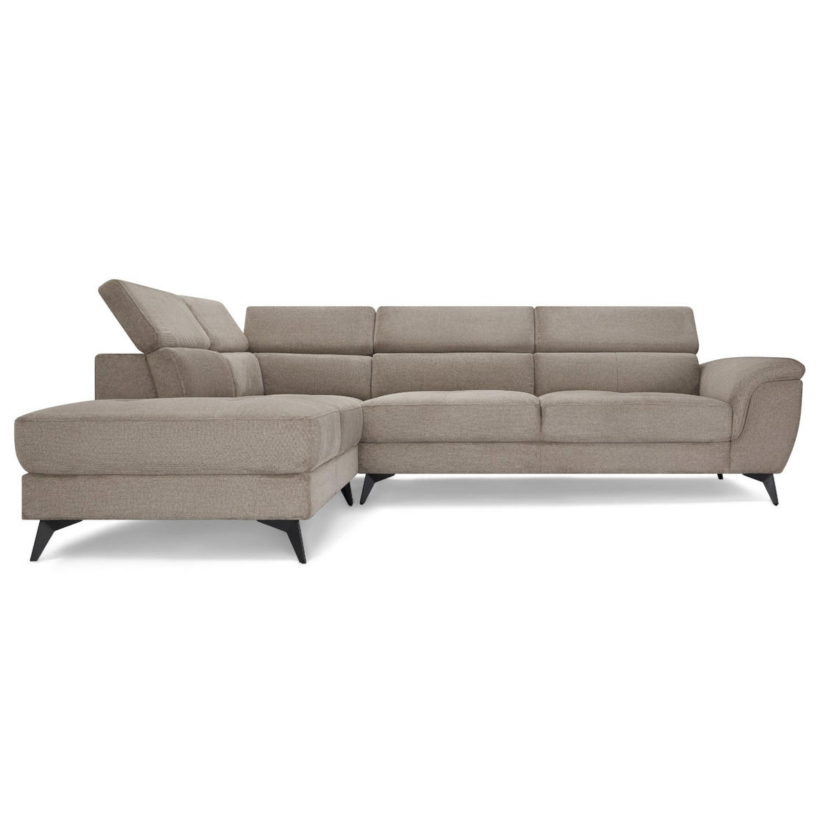 ECKSOFA Webstoff Beige - Beige/Schwarz, Textil/Metall (290/95cm) - Furnhouse