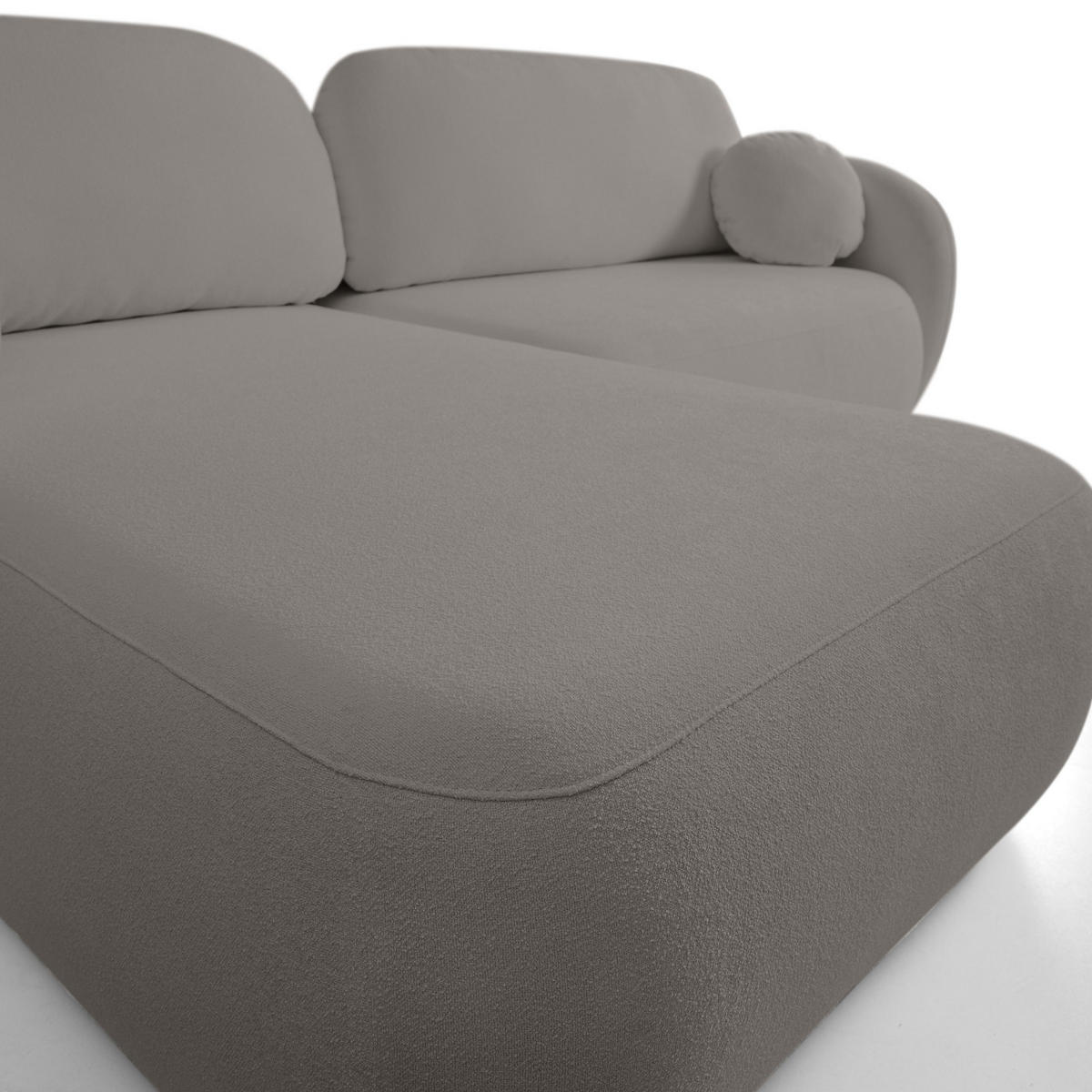 ECKSOFA AMICO L-S Grau Geflochtener Stoff mit Schlaffunktion - Grau, Holz (248/174cm) - MASSENO