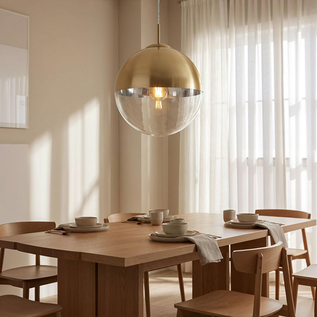 LED HÄNGELEUCHTE VARUS Gold Transparent - Goldfarben, Glas (33/33/120cm) - Globo Lighting