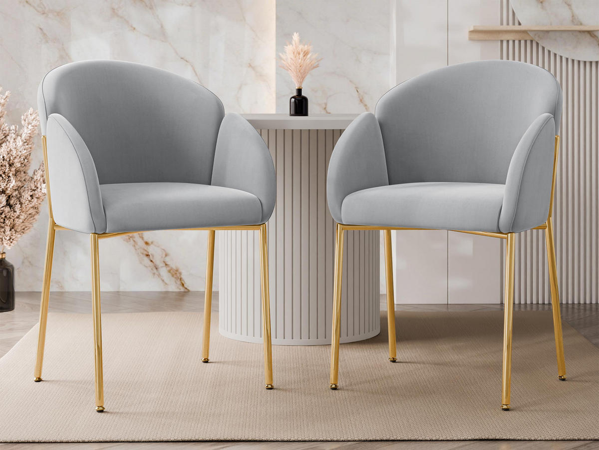 STUHL-SET Muz DC-1257/GL - Goldfarben/Grau, Textil/Metall (56/80/63cm) - MIRJAN24