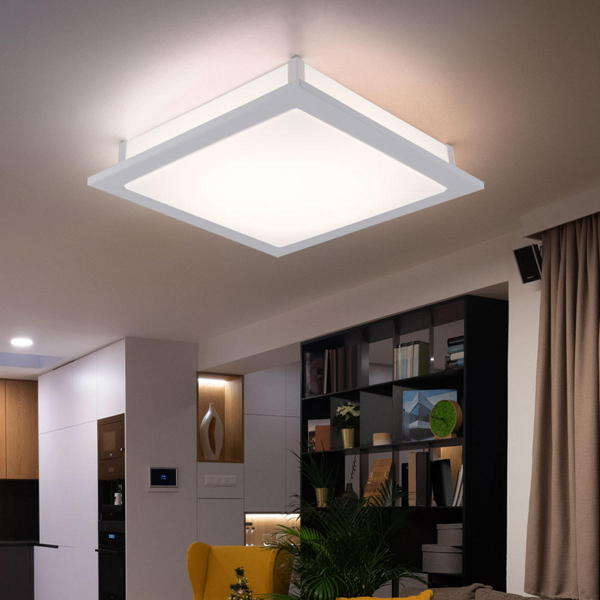 LED DECKENLEUCHTE Stahl Weiß - Weiß, Glas (38.5/38.5/6.5cm)