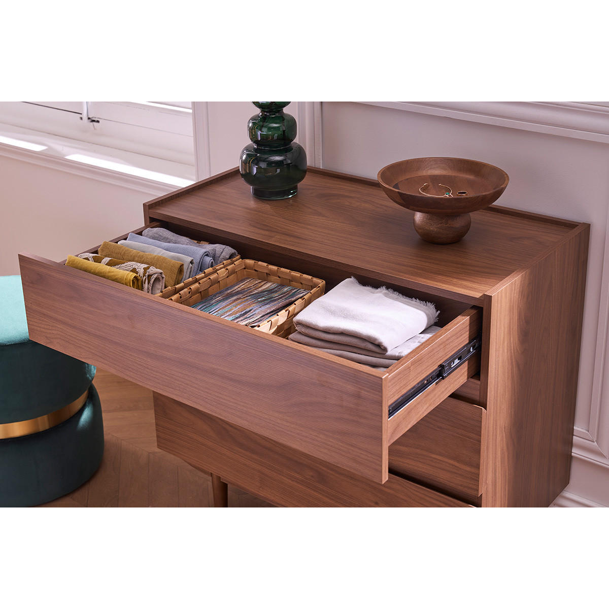 KOMMODE Dunkles Holz 3 Schubladen B80 cm SANAA - Walnussfarben, Holz (41/75.5/80cm) - Miliboo