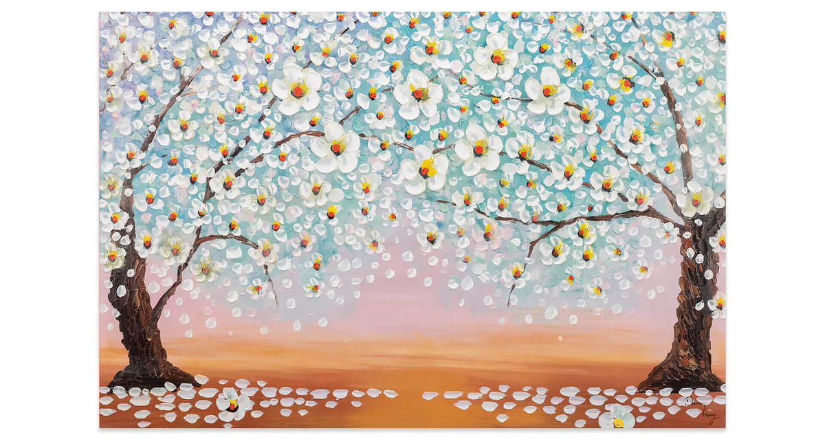 ACRYLBILD HANDGEMALT 120/80 cm - Weiß/Orange, Holz/Textil (2.02/80cm) - KUNSTLOFT