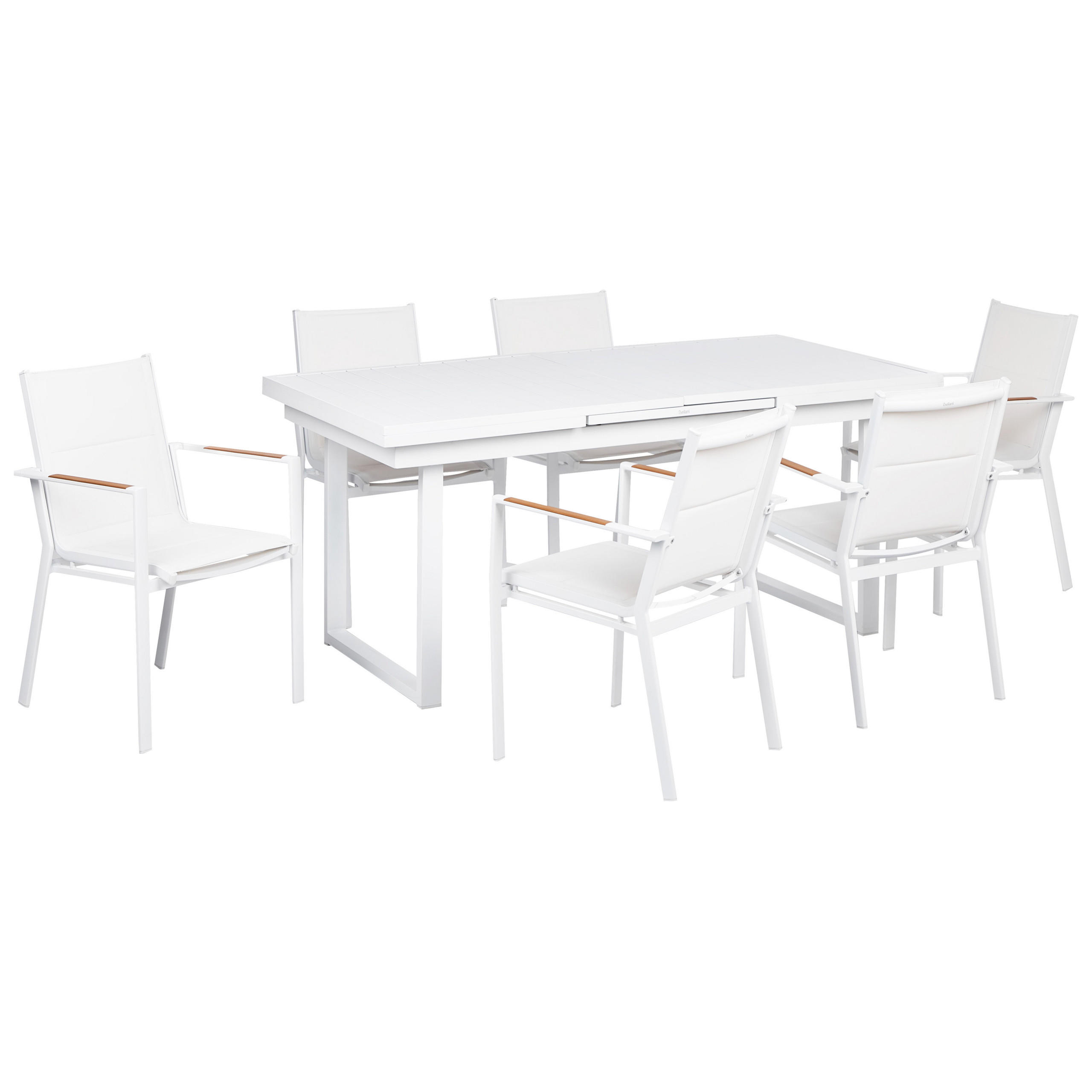 GARTENMÖBEL-SET 6-Sitzer Weiß Valcanetto/Busseto - Hellbraun/Weiß, Metall - Beliani