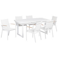 GARTENMÖBEL-SET 6-Sitzer Weiß Valcanetto/Busseto - Hellbraun/Weiß, Metall - Beliani