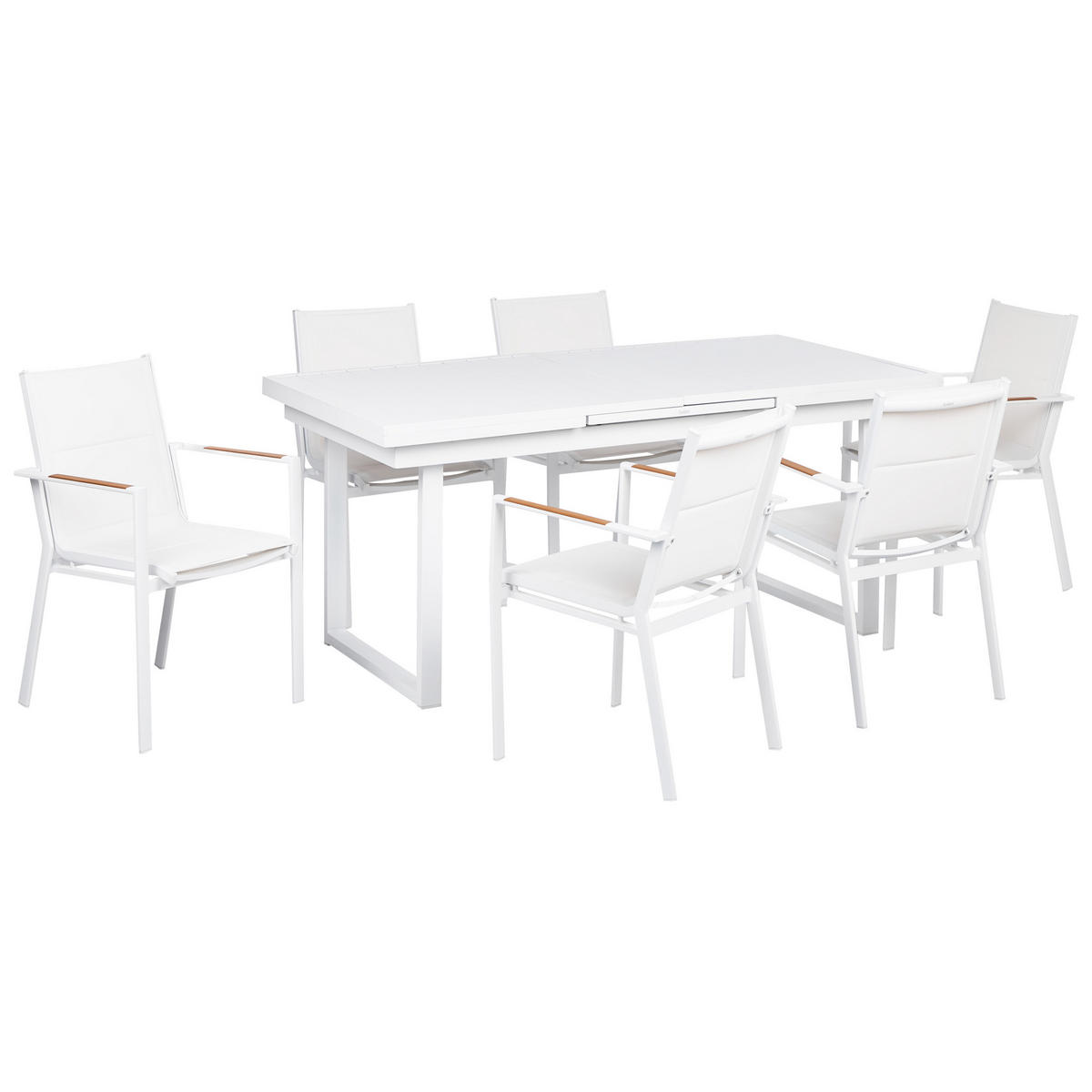 GARTENMÖBEL-SET 6-Sitzer Weiß Valcanetto/Busseto - Hellbraun/Weiß, Metall - Beliani