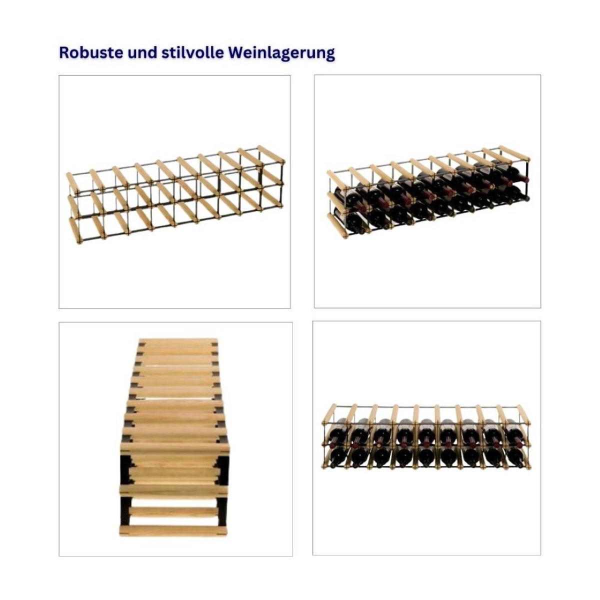 WEINREGAL Vinotega Mod Metal 22,5x92,5x24,5 cm 9x2 Flaschen Massives Kiefernholz Braun Geölt - Braun, Holz (92.5/22.5/24.5cm) - PROREGAL
