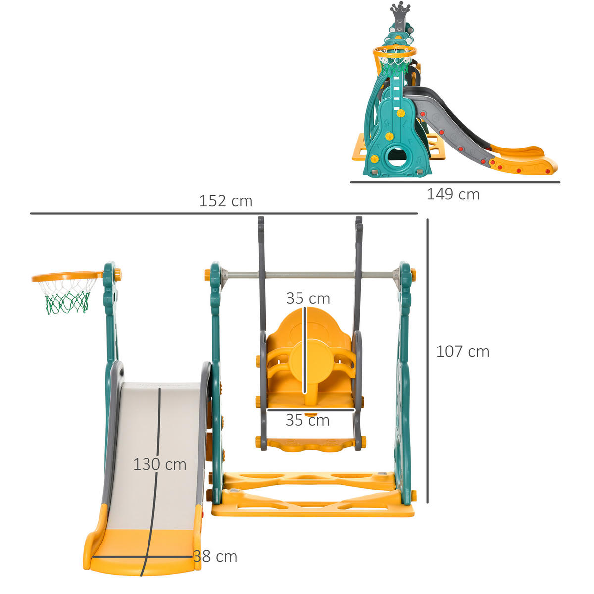 KINDERRUTSCHE DE-17984 Blau/Gelb - Blau, Kunststoff (149/107/152cm) - ComfortXL