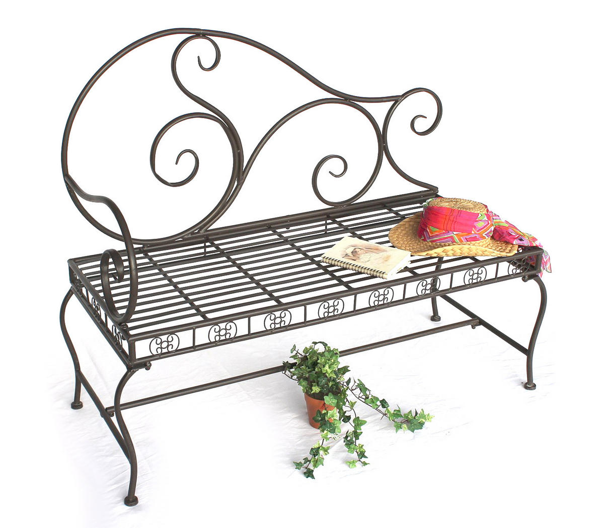 GARTENBANK Metall Braun Wetterfest 123 cm 2-Sitzer DY - Braun, Metall (123/101/48cm) - DanDiBo