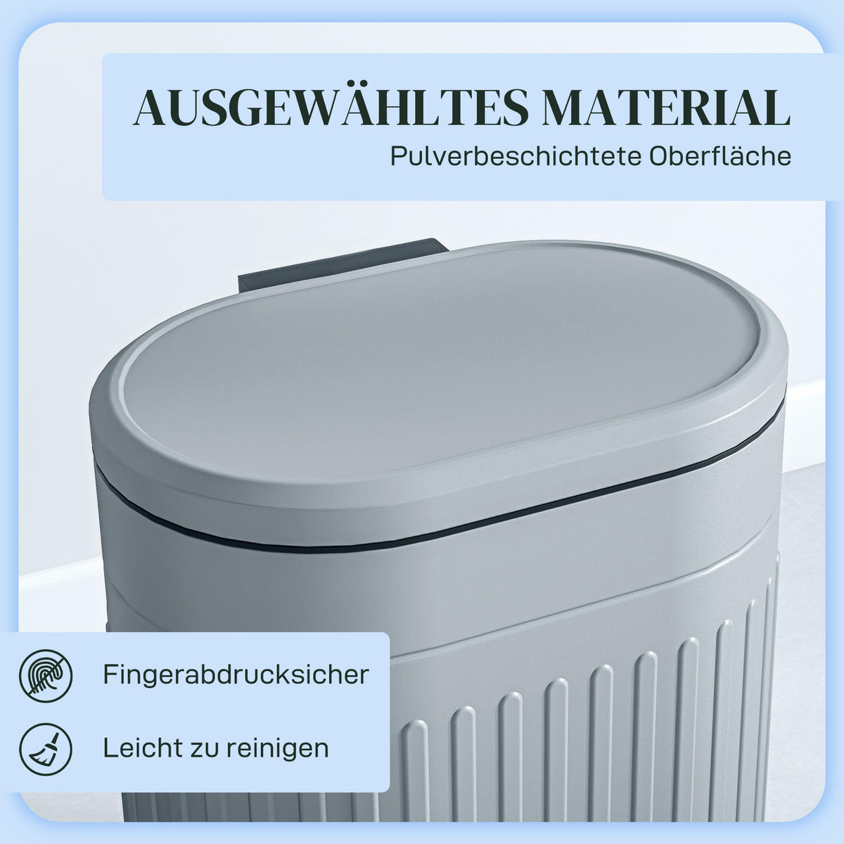 MÜLLEIMER Grau 36.5/31.2/45.0 cm - Grau, Metall (31.2/45/36.5cm) - HOMCOM