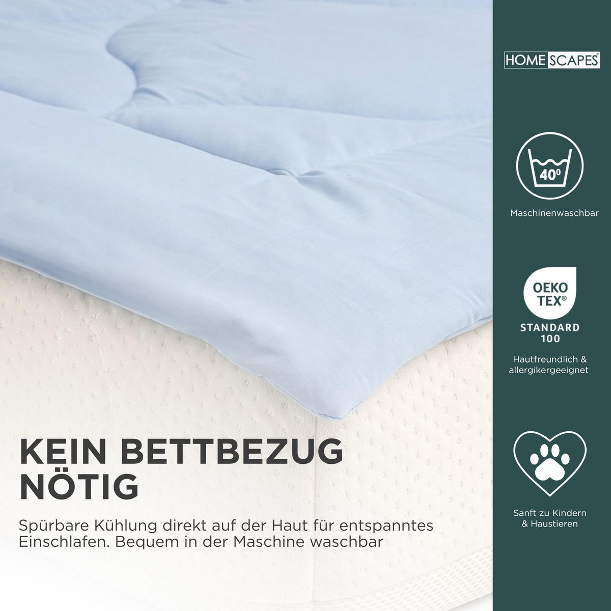 KÜHLDECKE hellblau, 135/200 cm - Hellblau, Textil (135/200cm) - Homescapes