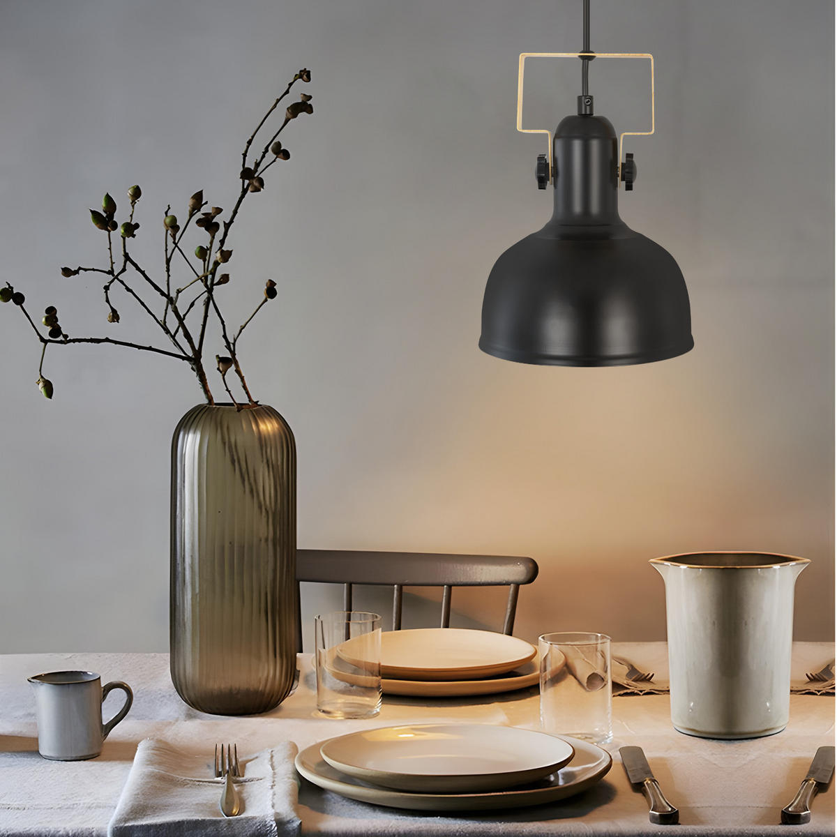 HÄNGELEUCHTE Thilo 1-flammig 18/18/175 cm - Schwarz, Metall (18/18/175cm) - Nettlife