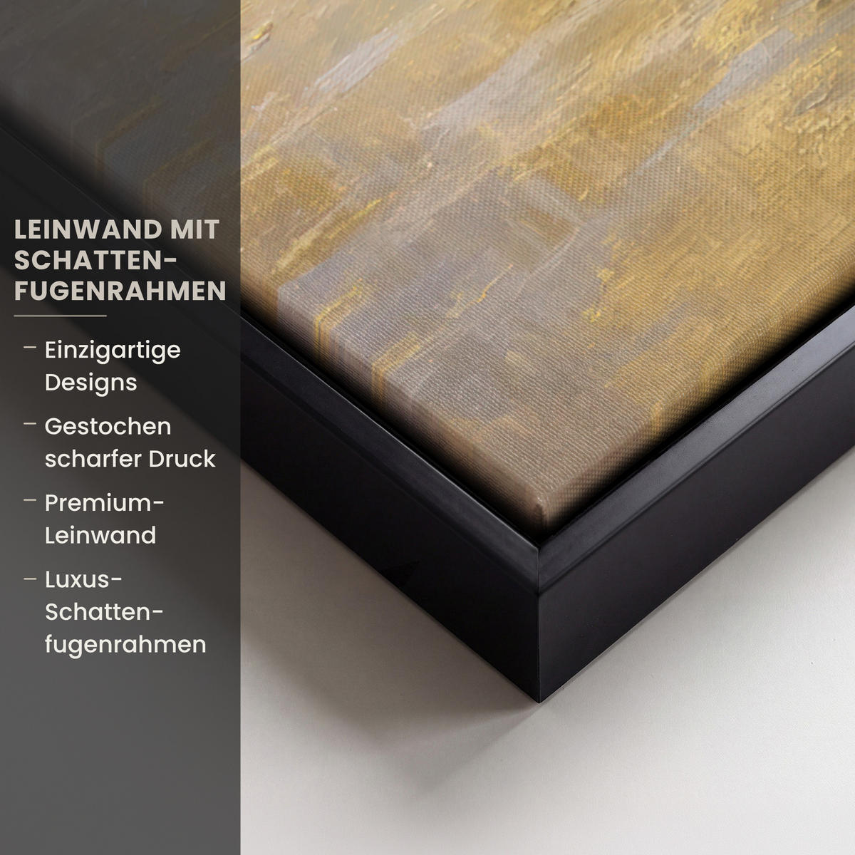 LEINWAND Bilder mit Rahmen - Gemälde - Welle - Jesus - Abstrakt - 60x80 - Goldfarben, Textil (60/80cm) - MuchoWow