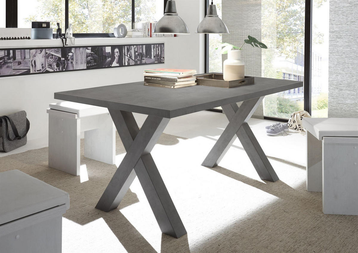 ESSTISCH ausziehbar Eike 3 140 x 90 x 75 Esszimmertisch Graphit - Grau, Holz (140/90/75cm) - 58aufmkessel