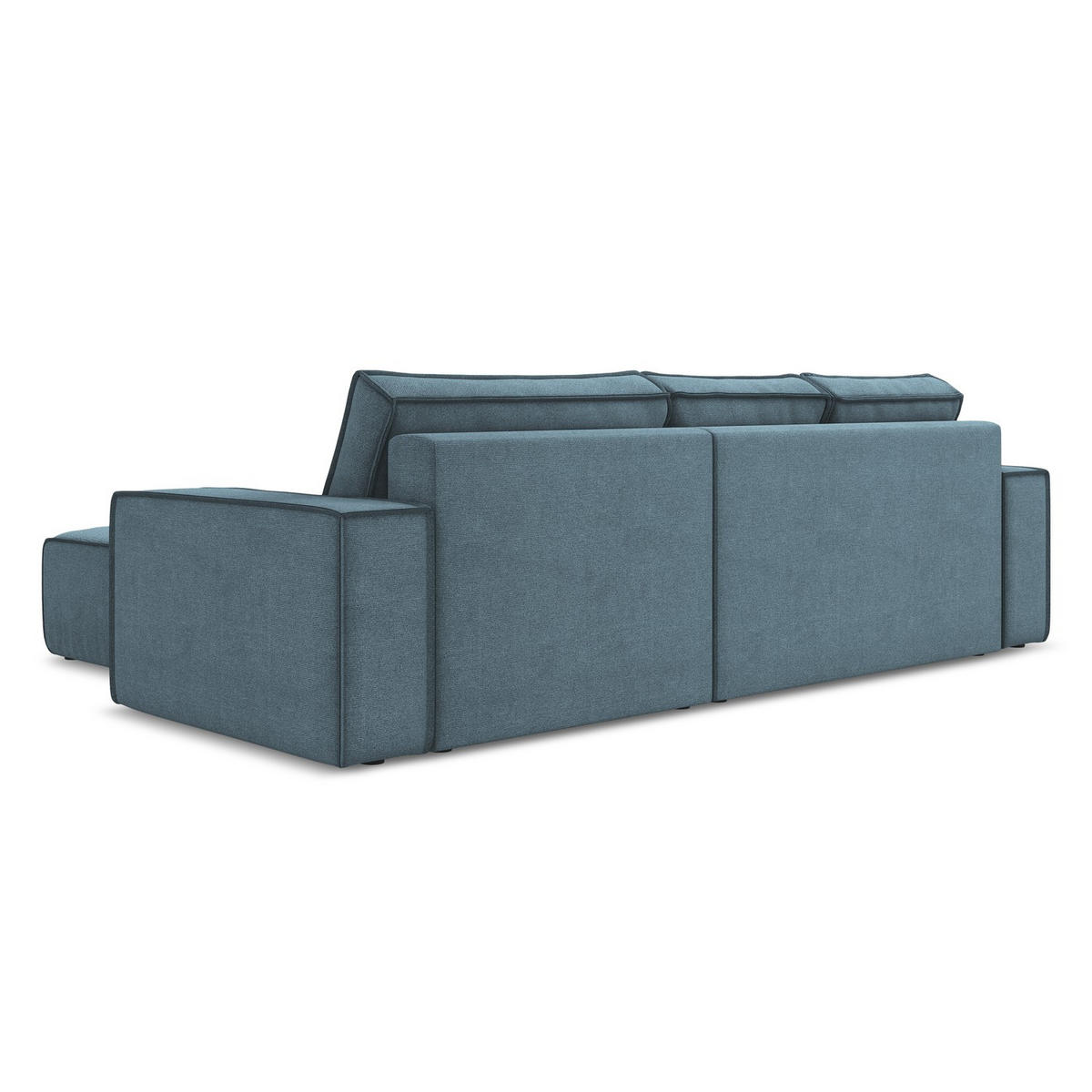 ECKSOFA mit Schlaffunktion Strukturstoff Stoff Blau - Blau/Schwarz, Kunststoff/Textil (290/185cm) - LaMiaSofa