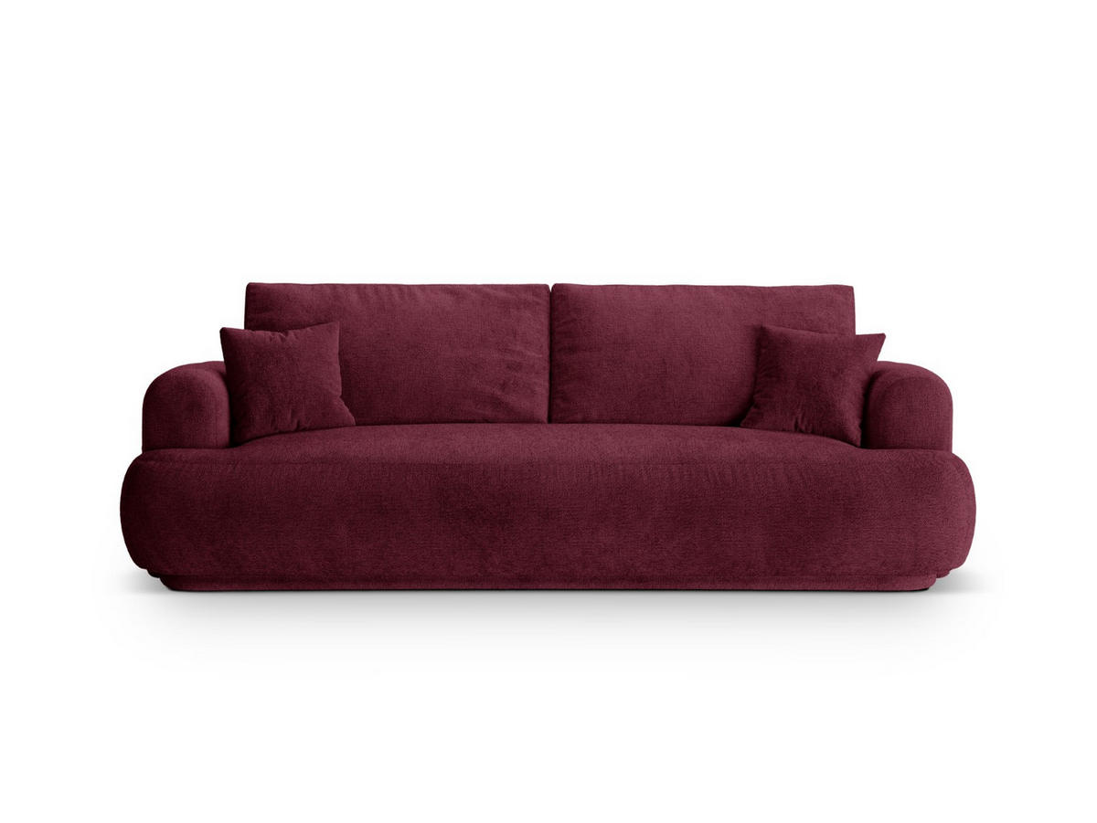SOFA ausklappbar mit Bettkasten Ella aus strukturiertem Stoff burgundfarben 3 Sitzplätze - Bordeaux, Textil (108/94/271cm) - Micadoni