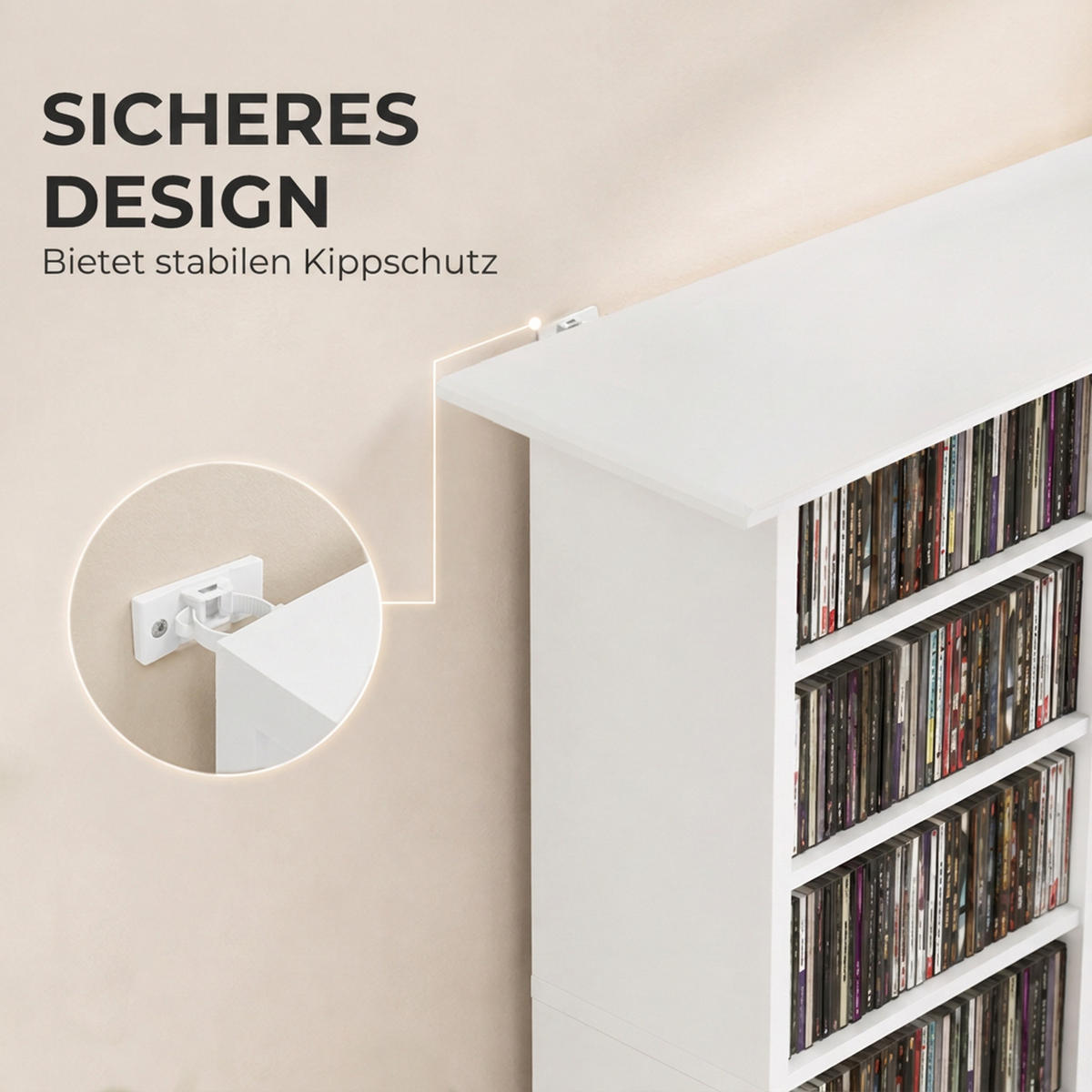 MEDIENSCHRANK Holzspanplatte Weiß - Weiß, Holzwerkstoff (24/126.3/58cm) - HOMCOM