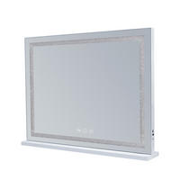 SCHMINKSPIEGEL mit Beleuchtung LED Lichtleiste gestreute Diamanten weiß 80/58 cm - Weiß, Metall (80/58/3cm) - VANITII