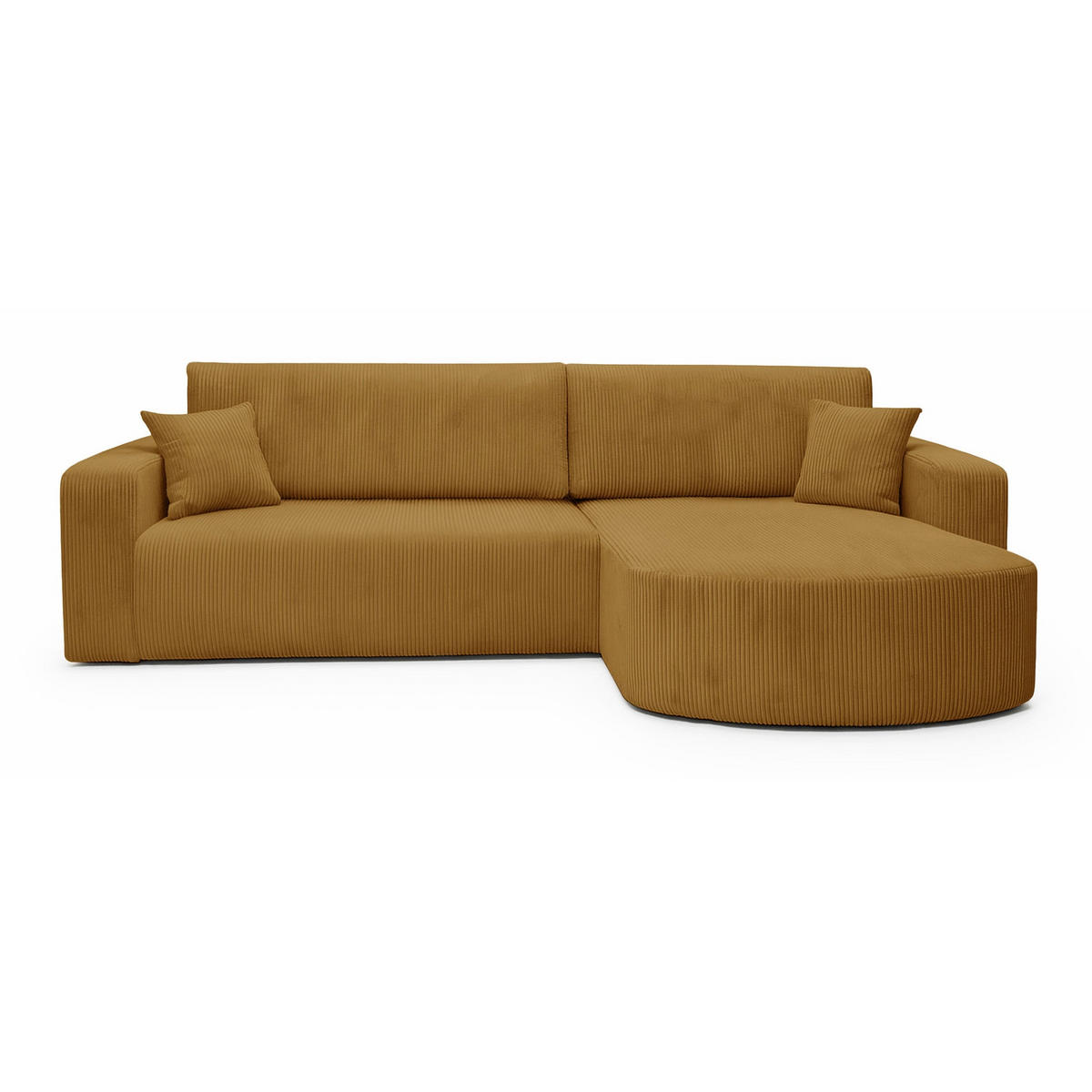 ECKSOFA mit Schlaffunktion Teeo L-Form universal mit Bettkasten Senfgelb Cord - Currygelb/Schwarz, Kunststoff/Textil (275/170cm) - Homebook