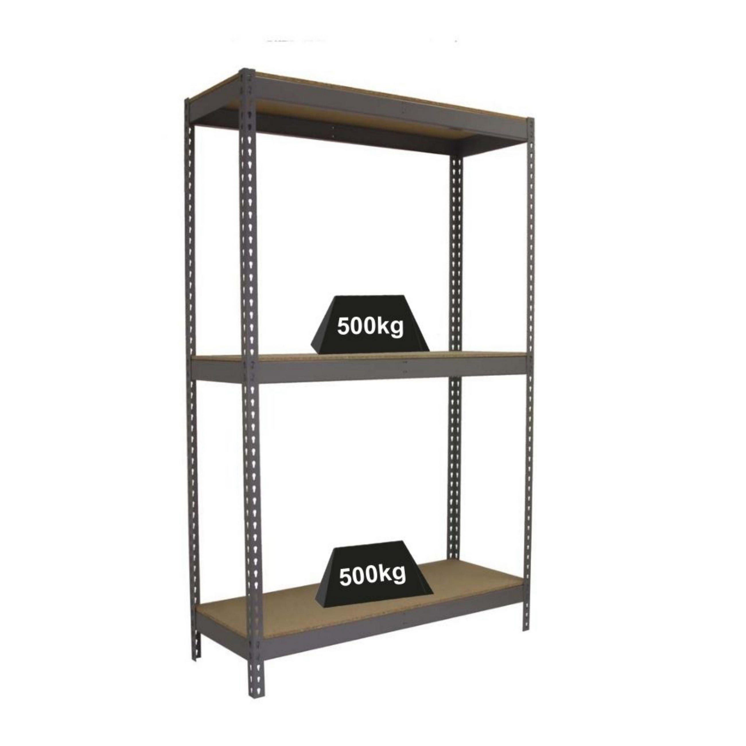 SCHWERLASTREGAL Wood Beast Three HxBxT 200 x 210 x 90 cm 3 Ebenen Fachlast 500 kg Grau - Grau, Metall (210/200/90cm) - PROREGAL