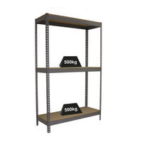 SCHWERLASTREGAL Wood Beast Three HxBxT 200 x 210 x 90 cm 3 Ebenen Fachlast 500 kg Grau - Grau, Metall (210/200/90cm) - PROREGAL