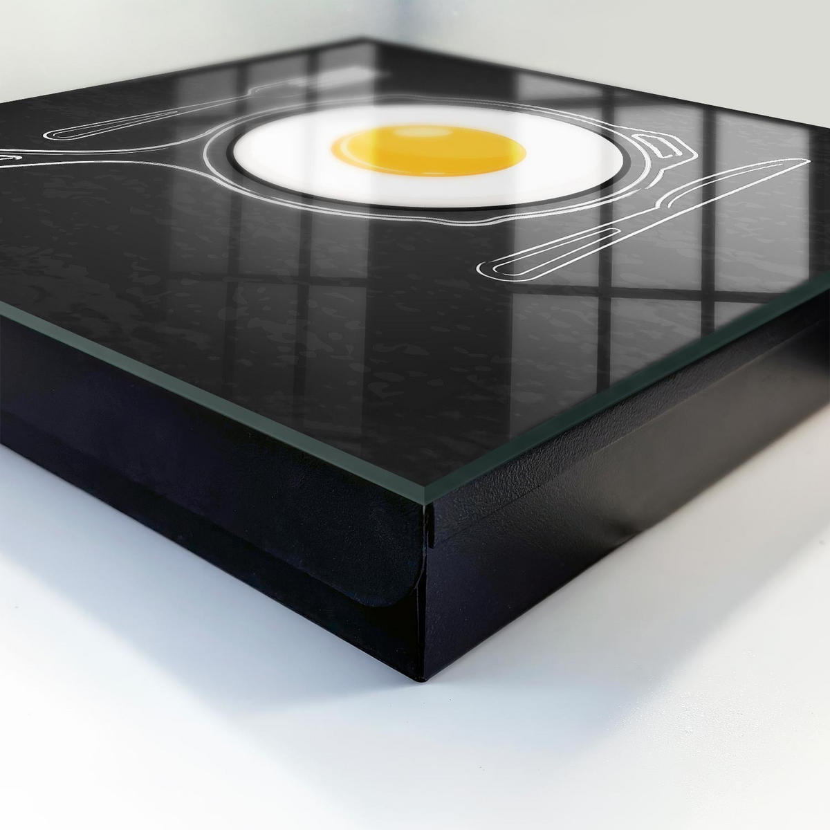 SCHLÜSSELBOX Schwarz 30x30 cm- Türöffnung nach rechts - Spiegelei - Schwarz, Metall (30/30/5cm) - TULUP