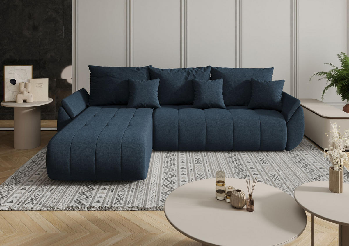 ECKSOFA mit Schlaffunktion TOKYO L Wind 77 - Dunkelblau, Textil (280/185cm) - Bedante