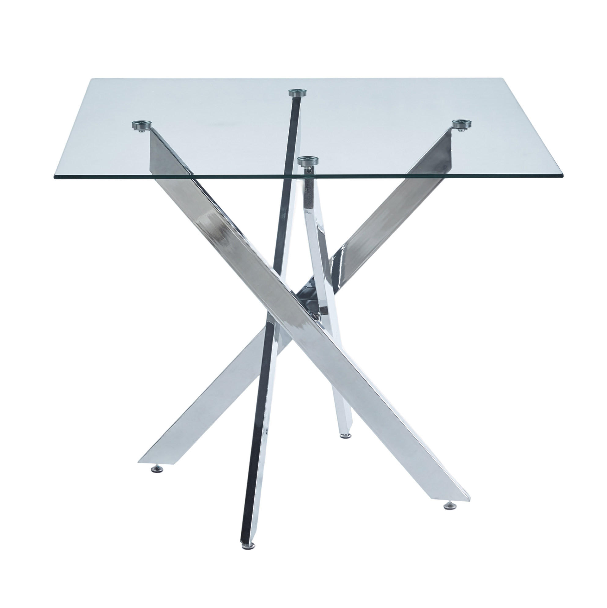 ESSTISCH mit Glasplatte Metallgestell Silber - Silberfarben, Metall (80/80/75cm) - Meubliv