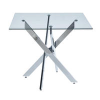 ESSTISCH mit Glasplatte Metallgestell Silber - Silberfarben, Metall (80/80/75cm) - Meubliv