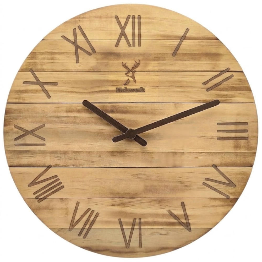 WANDUHR Holz Designer NEUBURG Loft Wand Uhr, beige - Beige, Holz (35/35/2.2cm) - Holzwerk