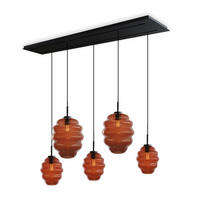 HÄNGELEUCHTE Echos 5-flammig Braun Ø 18/25cm - Schwarz/Braun, Glas (18/18/20cm) - s.luce