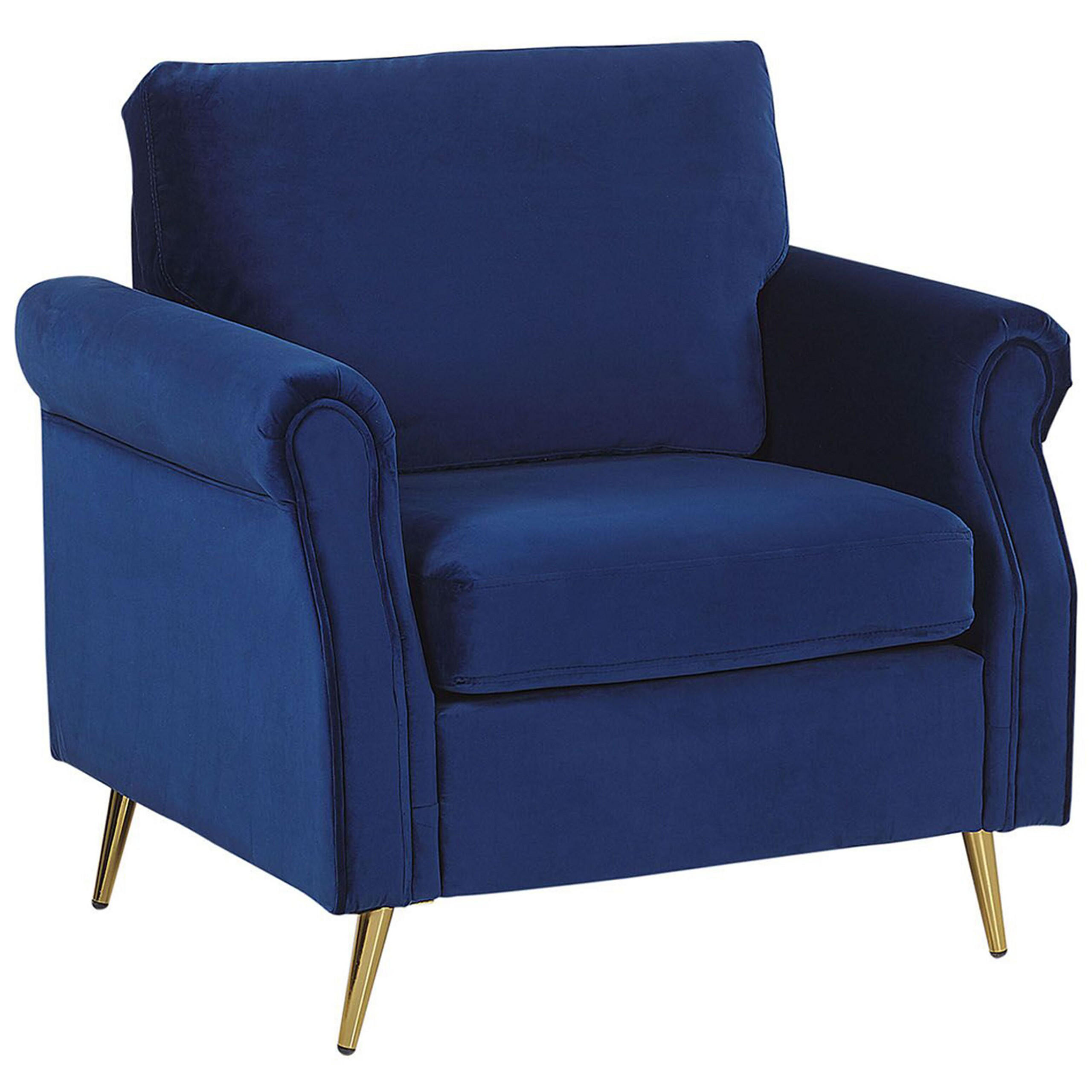 SESSEL Samtstoff Blau Vietas - Blau, Textil/Metall (85/90/69cm) - Beliani