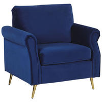 SESSEL Samtstoff Blau Vietas - Blau, Textil/Metall (85/90/69cm) - Beliani