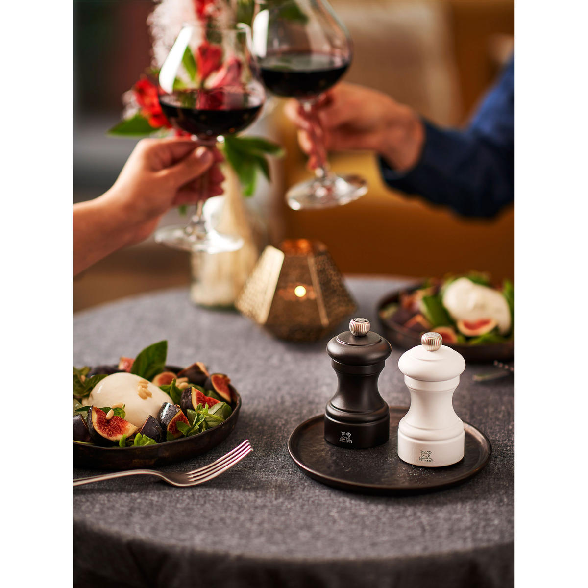 MÜHLENSET Bistro 10cm Pfeffer- & Salzmühle Buchenholz Stahlmahlwerk Schwarz/Weiß - Schwarz, Holz (10.6/10/5.3cm) - PEUGEOT